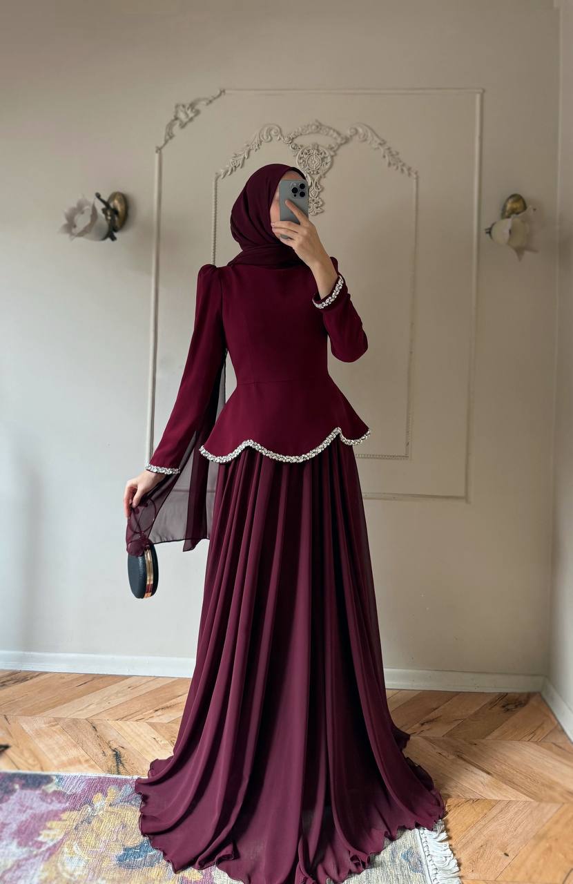 TAŞLI TAKIM BORDO SİYAH BUZ MAVİ